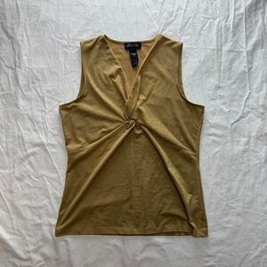 Jones New York Signature Sleeveless Gold Glittery Top Sz XL Y2k Party